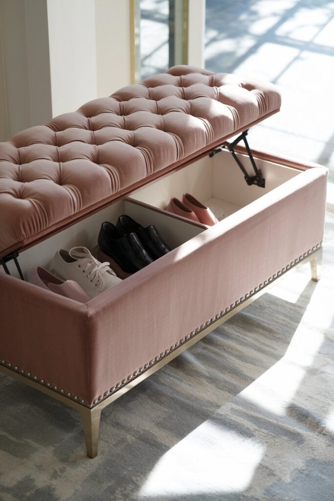 Upholstered Storage Bench with Hidden Compartments