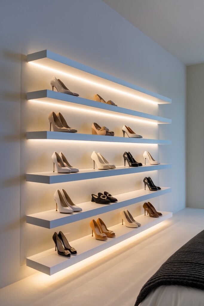 Floating Shelves with LED Underside Lighting