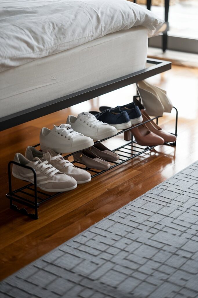 Adjustable Under-Bed Shoe Rack