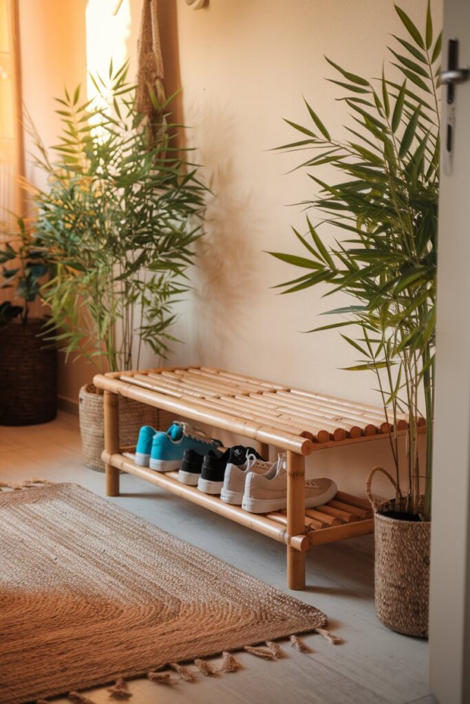 Bamboo Bench Shoe Rack