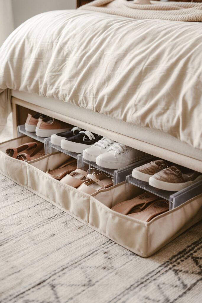 Fabric Under-Bed Shoe Organizers