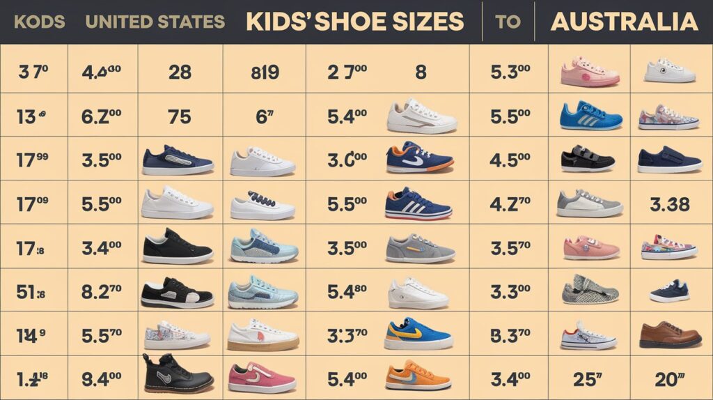 Kids’ Shoe Size Conversion Charts for Australia