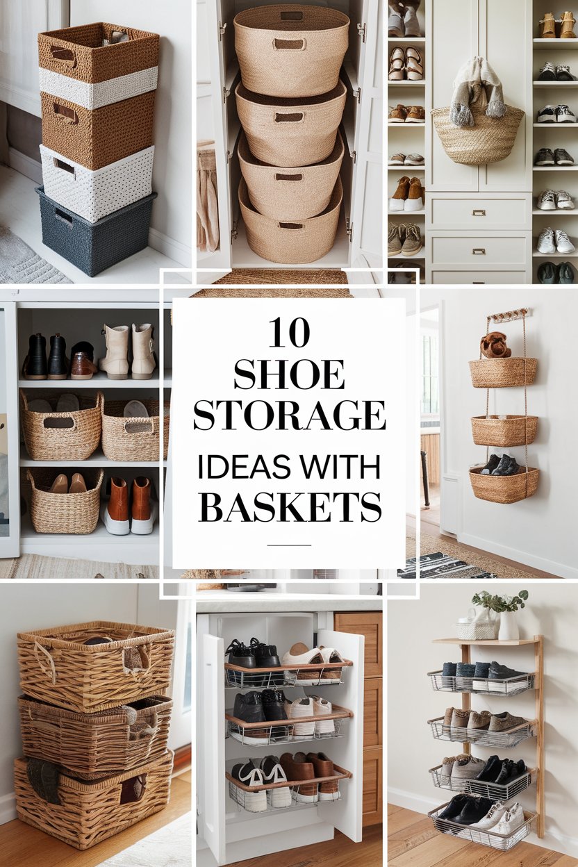 shoe storage ideas using baskets