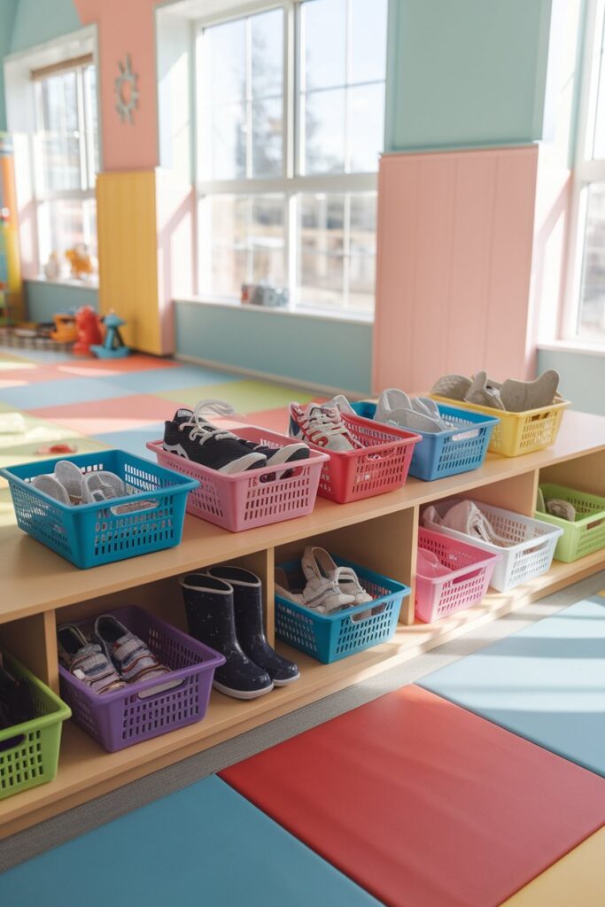  Color-Coded Baskets for Shoe Sorting