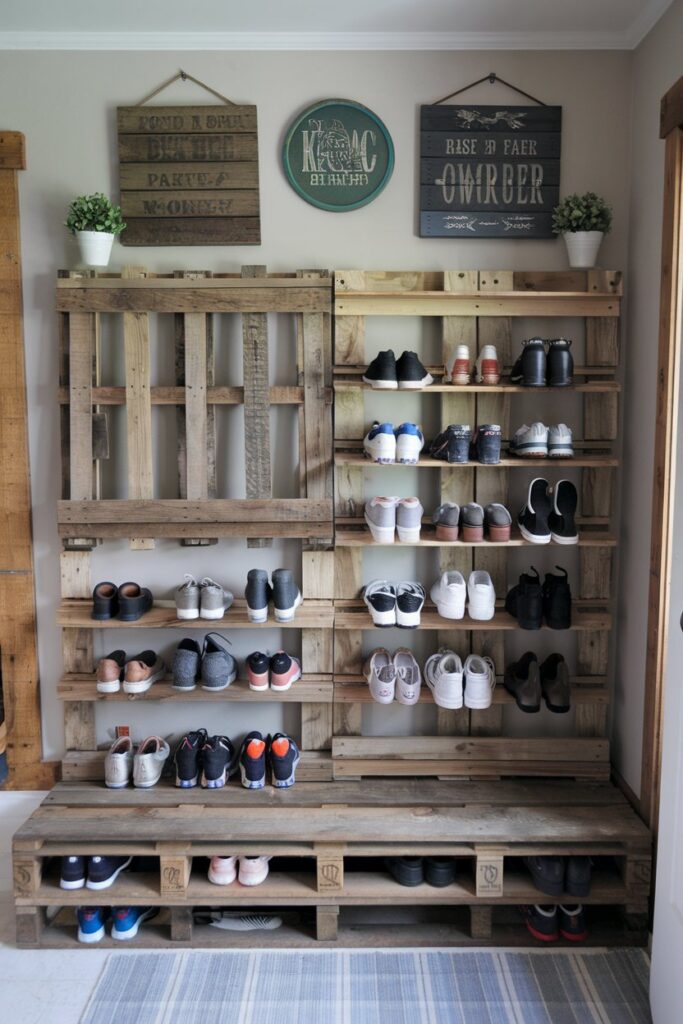 DIY Shoe Rack from Pallets