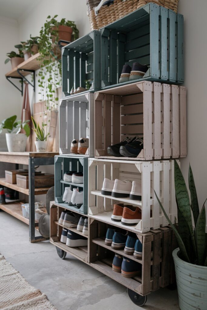  Repurposed Crate Shoe Storage