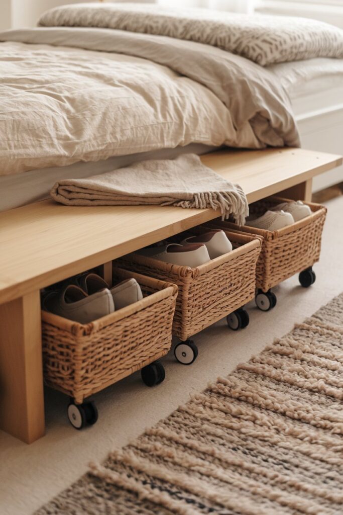 Rolling Baskets Under Furniture