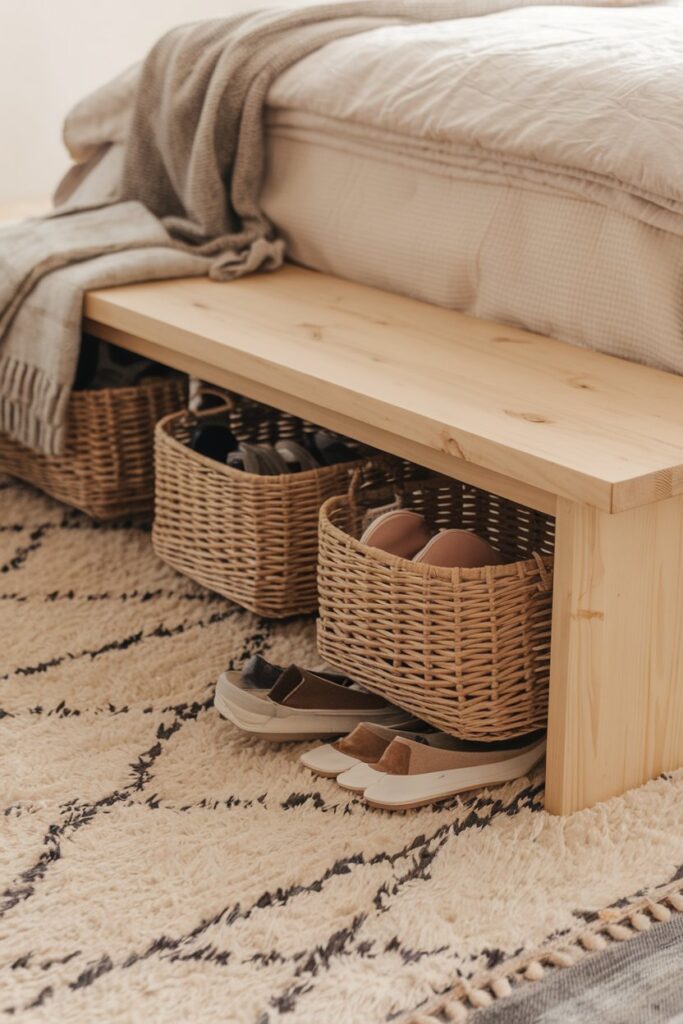 Rolling Baskets Under Furniture