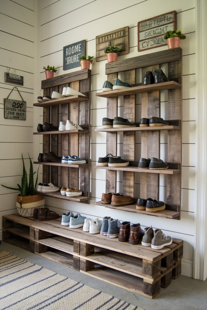 DIY Shoe Rack from Pallets