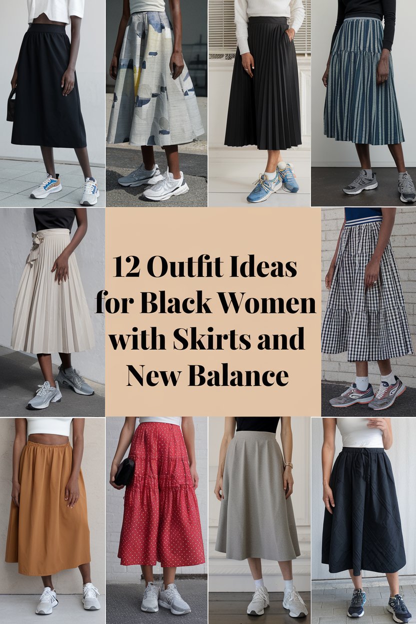 Outfit Ideas for Black Women with Skirts and New Balance