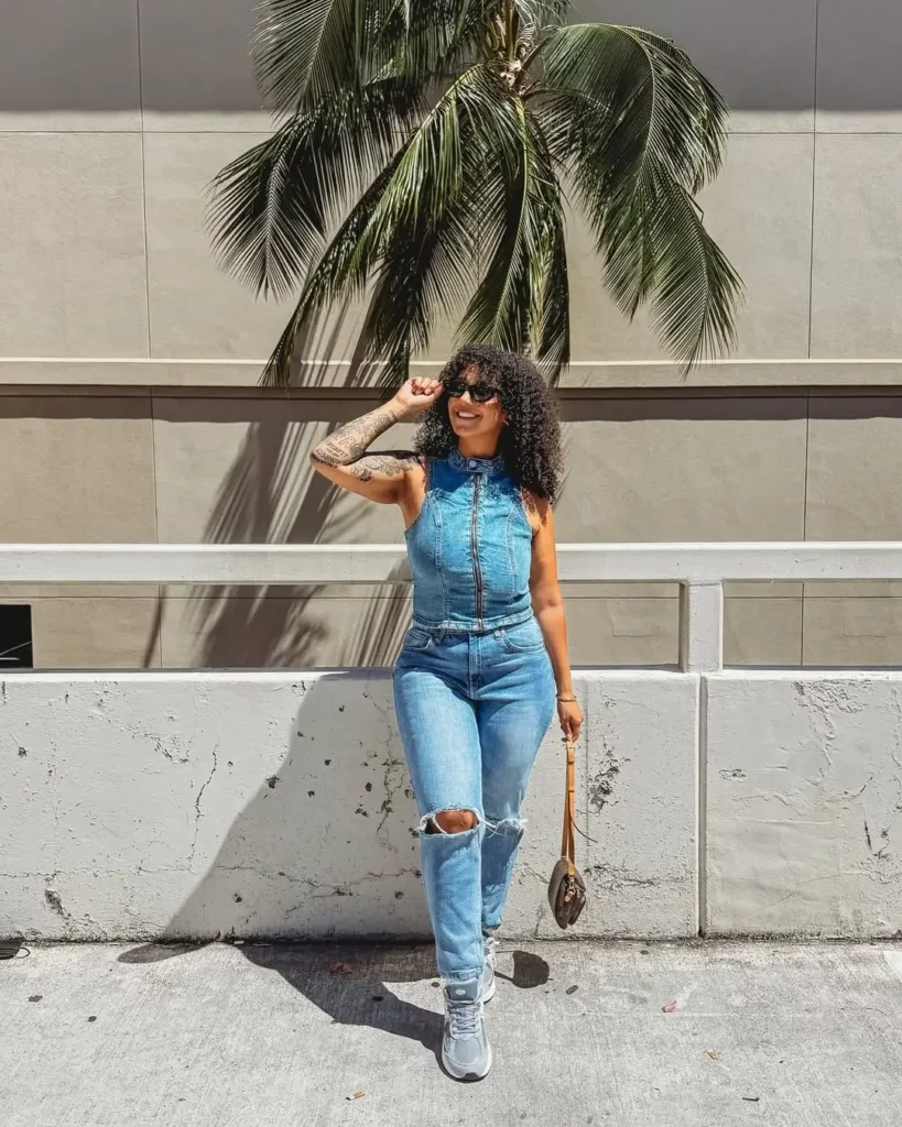 All Denim Energy: Sleeveless Jumpsuit + NB Cool