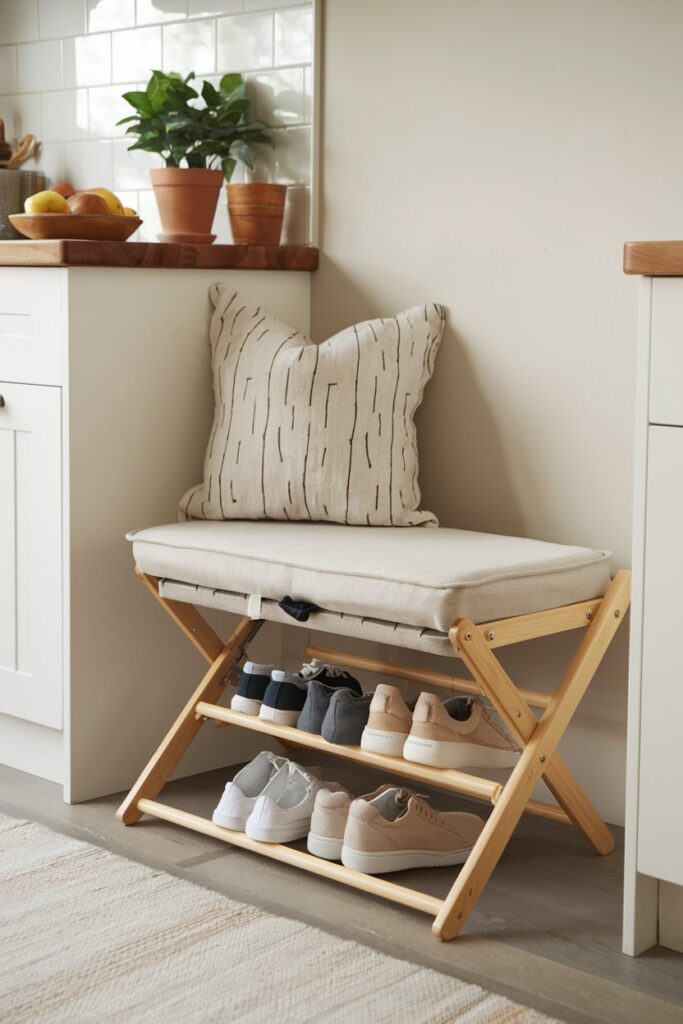 . Fold-Down Shoe Bench