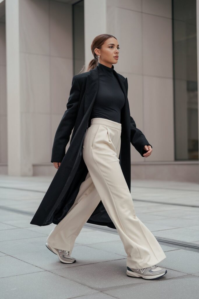 9060 with Wide-Leg Trousers and a Fitted Turtleneck