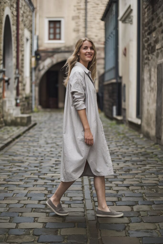 Slip-On Canvas Shoes with Shirt Dress