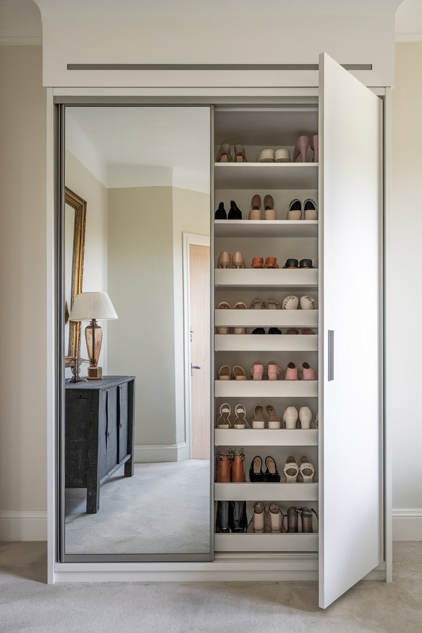 Beautiful Shoe Rack Ideas with Mirror