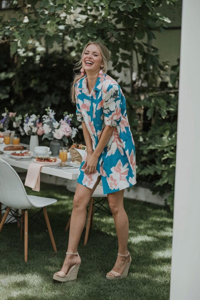 Wedges with Shirt Dress
