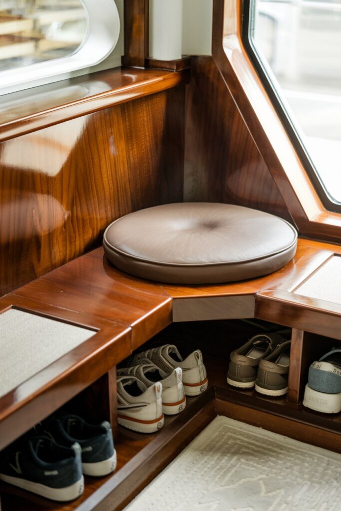 Corner Shoe Bench for Awkward Entry Spaces