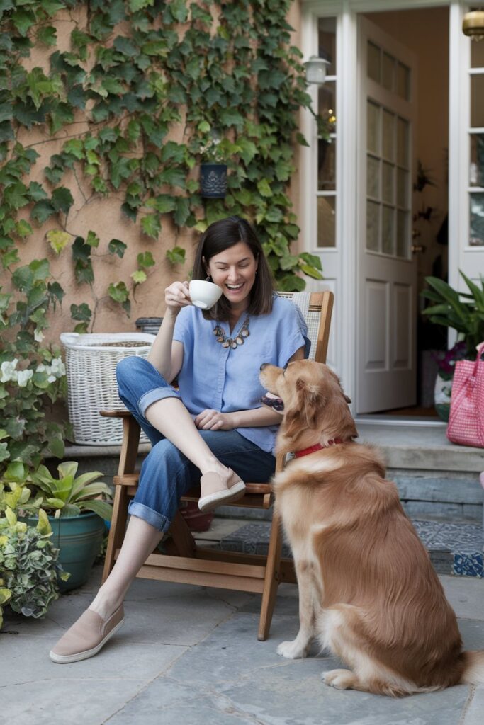 Laid-back Look with Slip-On Canvas Shoes and Capris