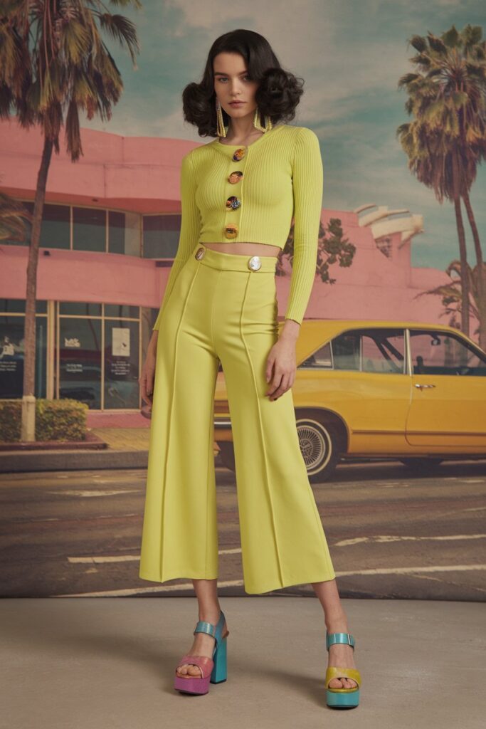 Retro Vibes with Platform Sandals and Capris