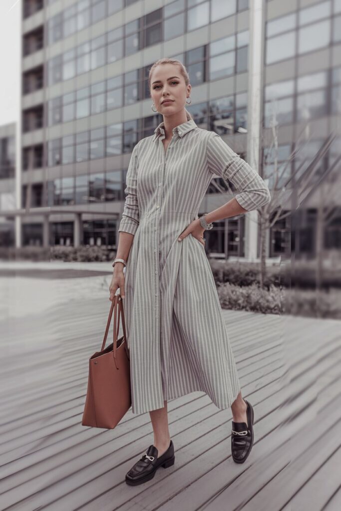 Loafers with Shirt Dress