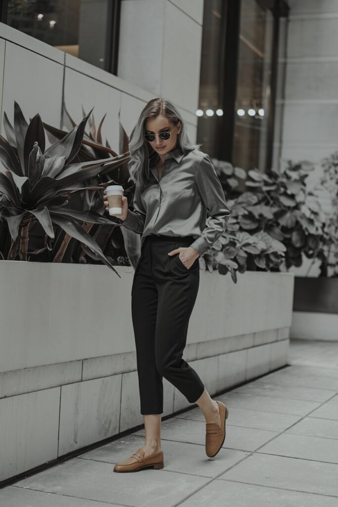 Smart Casual Outfit with Loafers and Capris