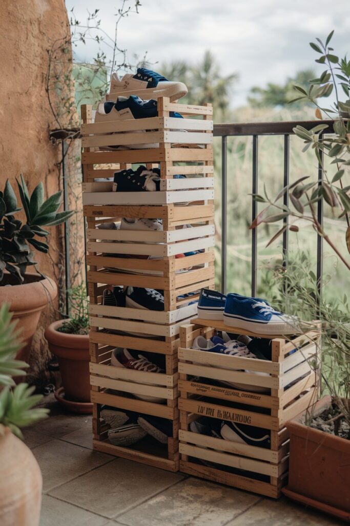  DIY Wooden Crate Rack with Balcony View