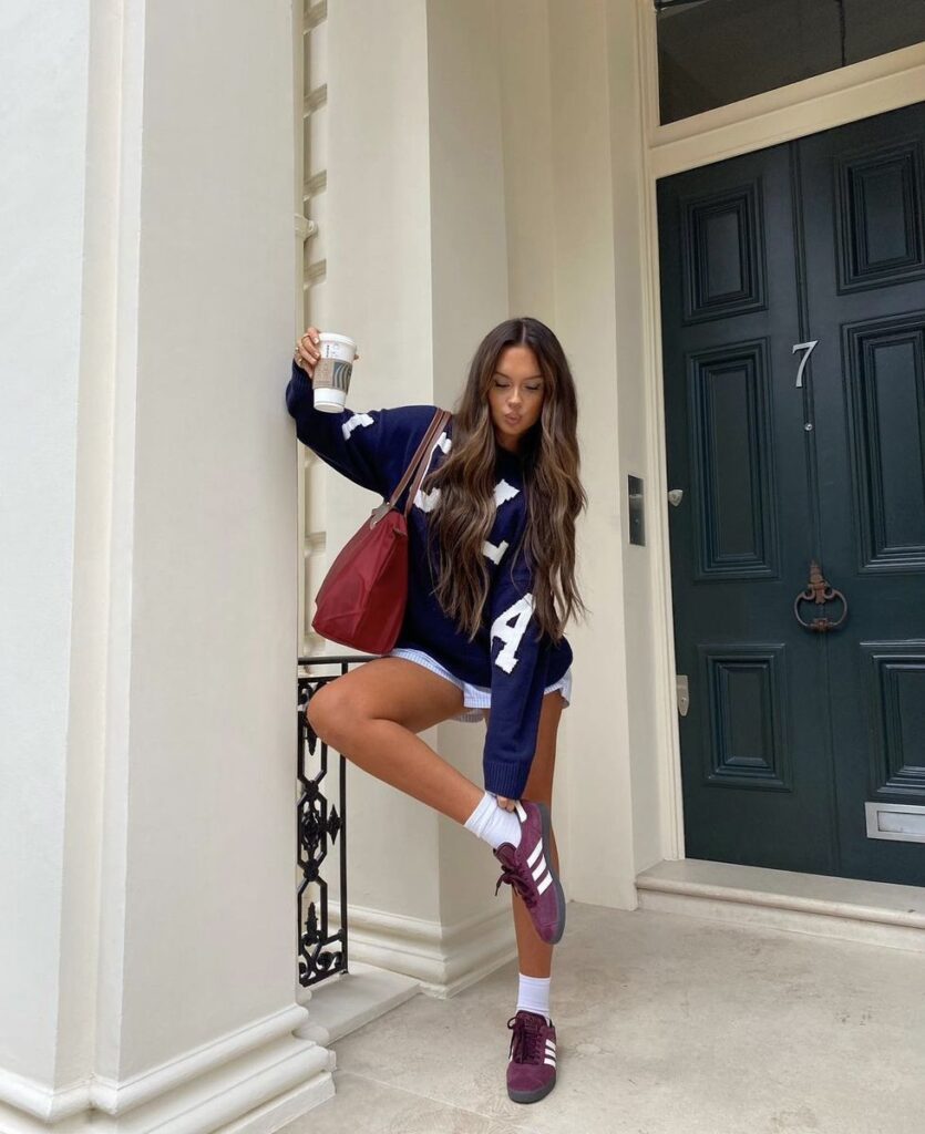 Playful Burgundy Sambas with a Preppy Twist