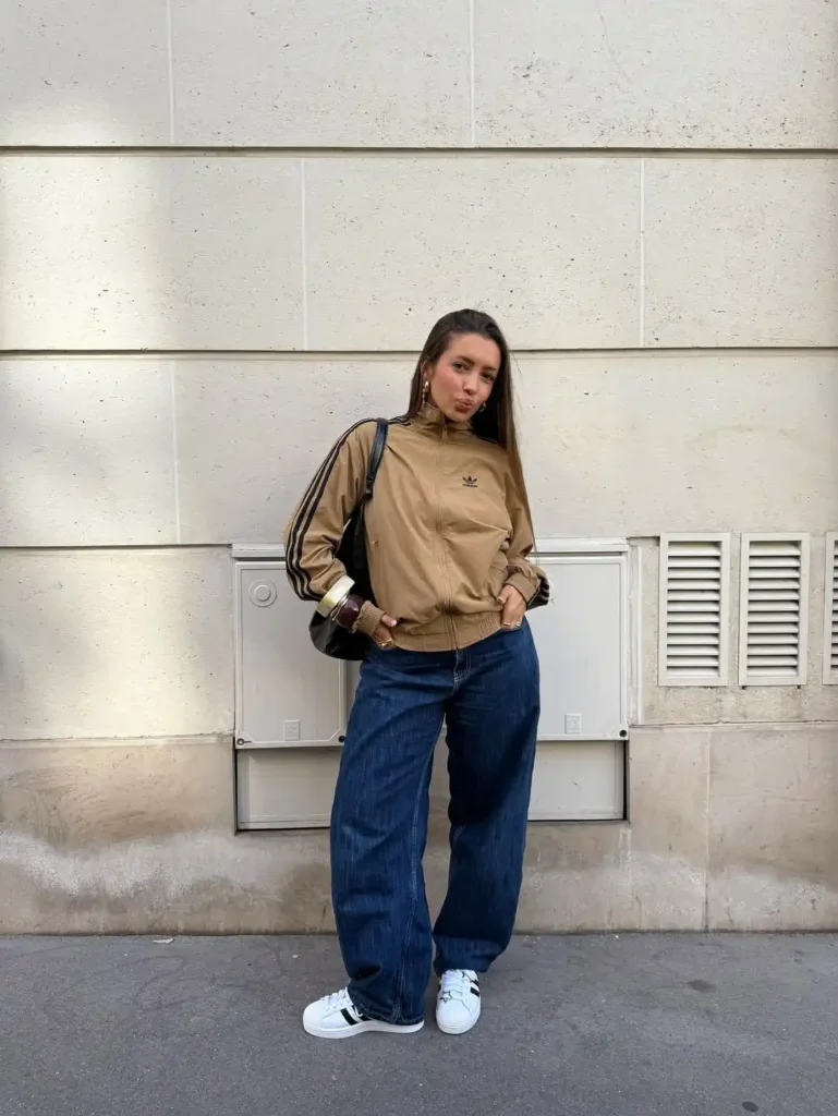 Street-Cool Neutral Layers with Adidas Superstars