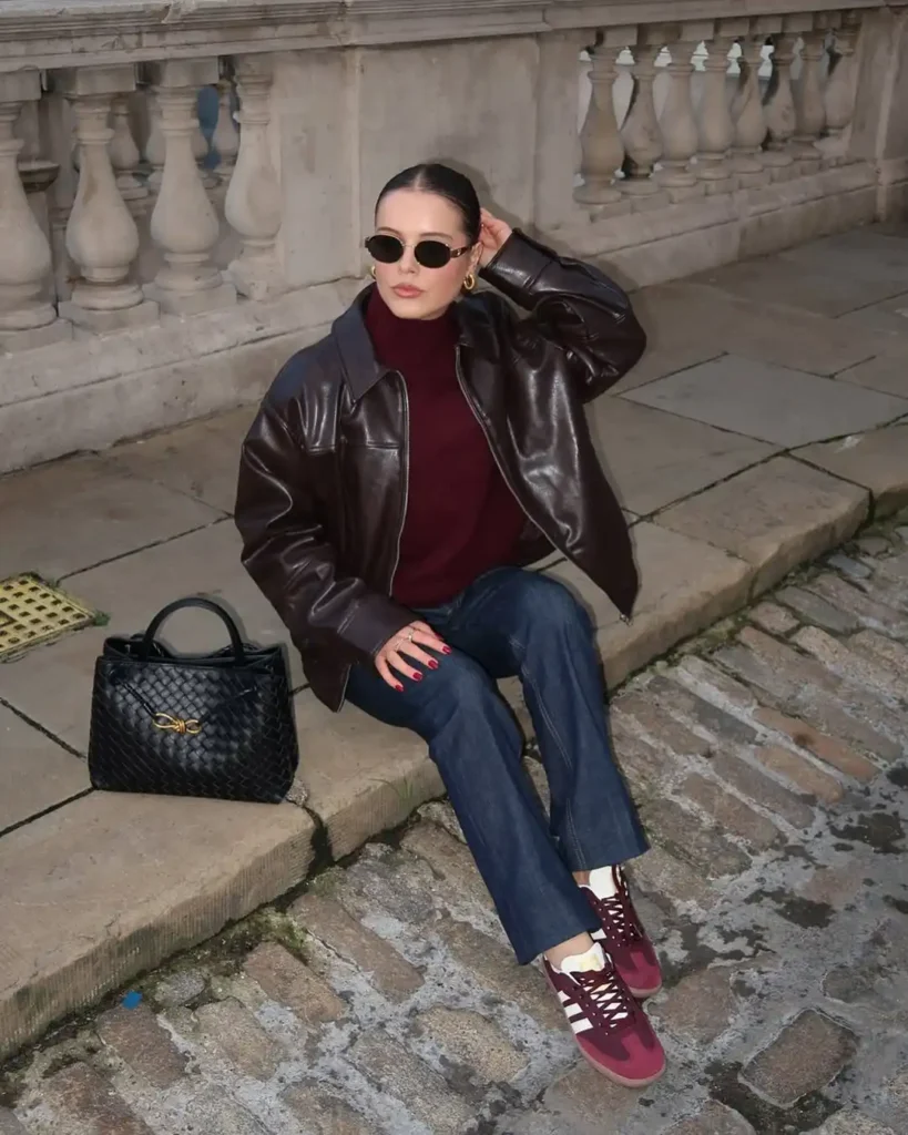 Rich Burgundy Sambas with a Timeless City Mood