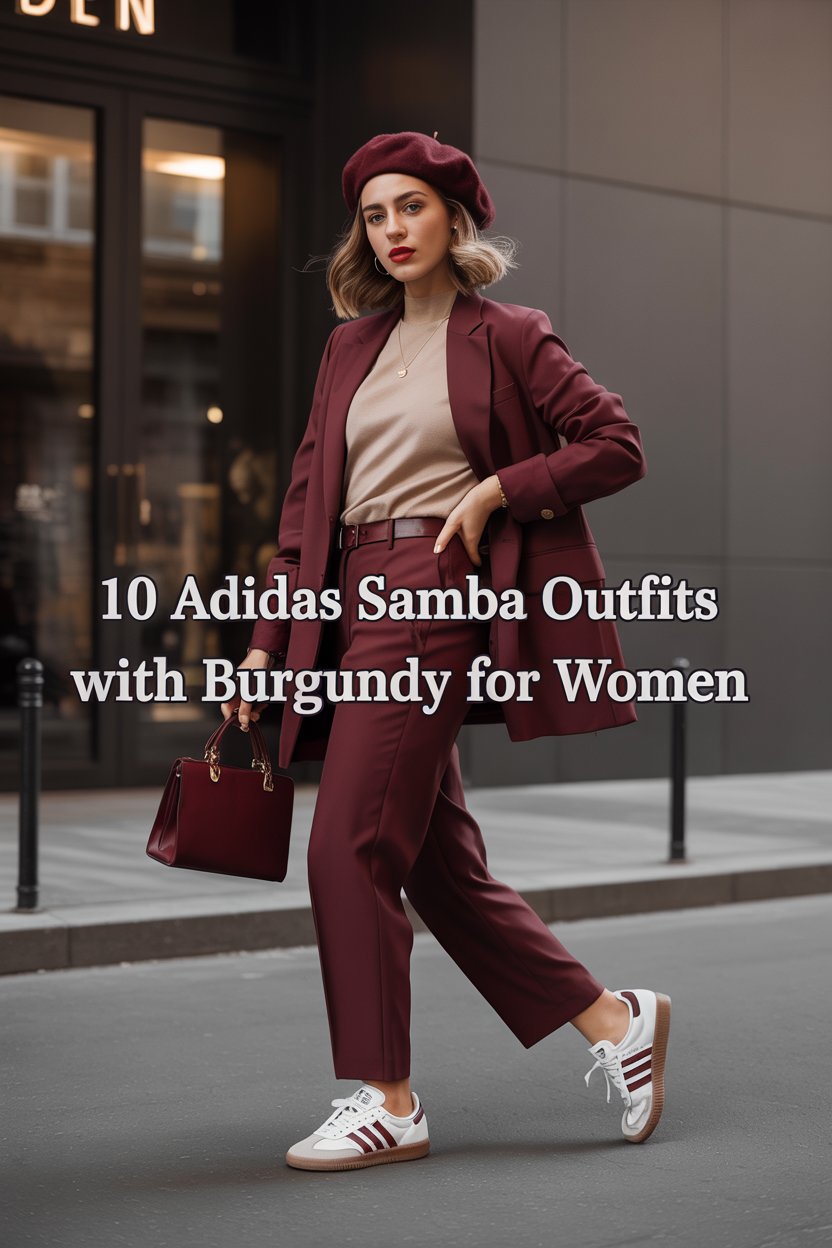Adidas Samba Outfits with Burgundy for Women