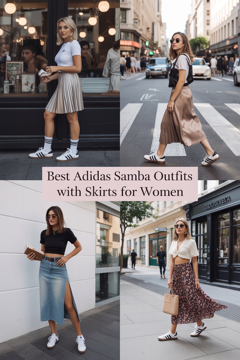 Best Adidas Samba Outfits with Skirts for Women
