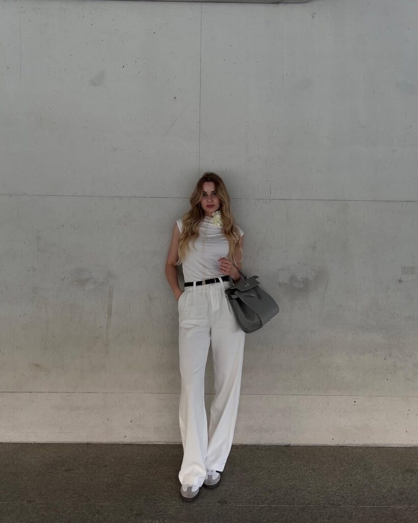 All-White Ensemble + Statement Bag + Sambas