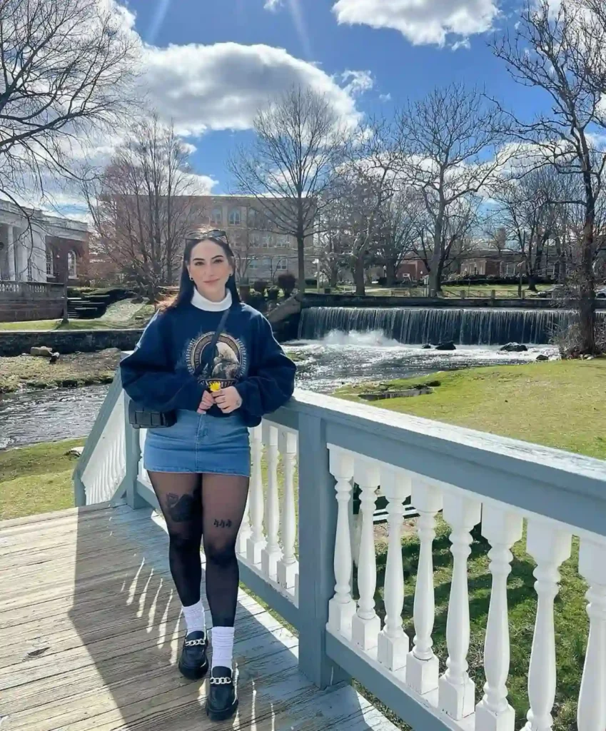 Cozy Campus Charm with Loafers and a Jean Skirt