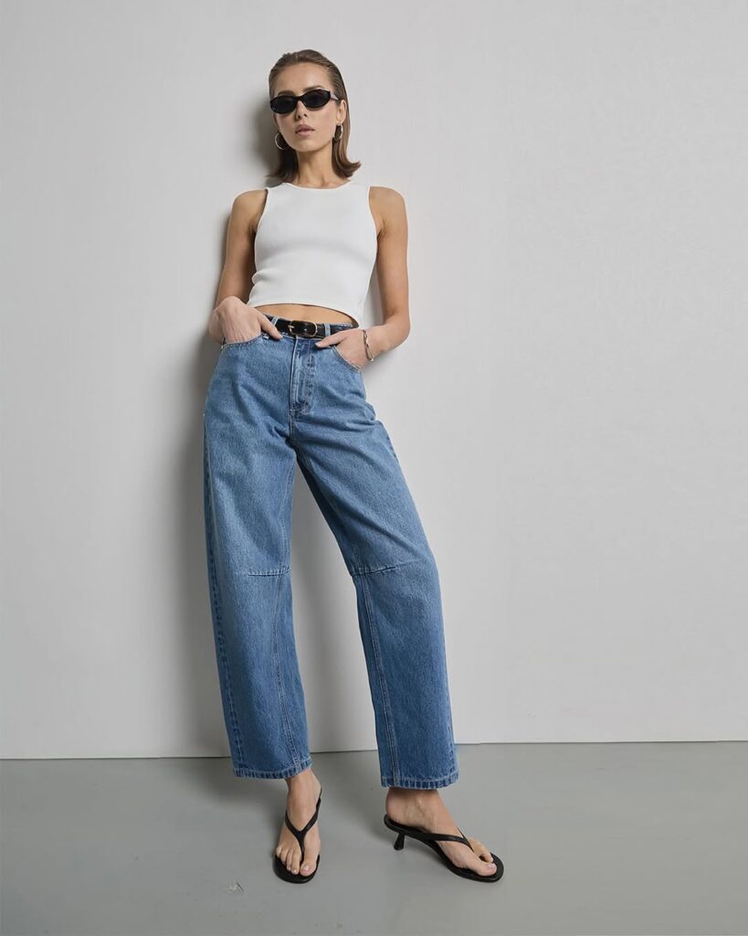Barrel Leg Jeans and Sandals