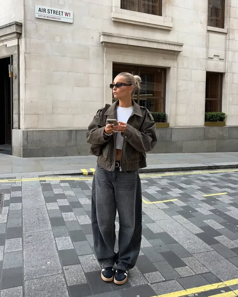 Barrel Leg Jeans and Sneakers