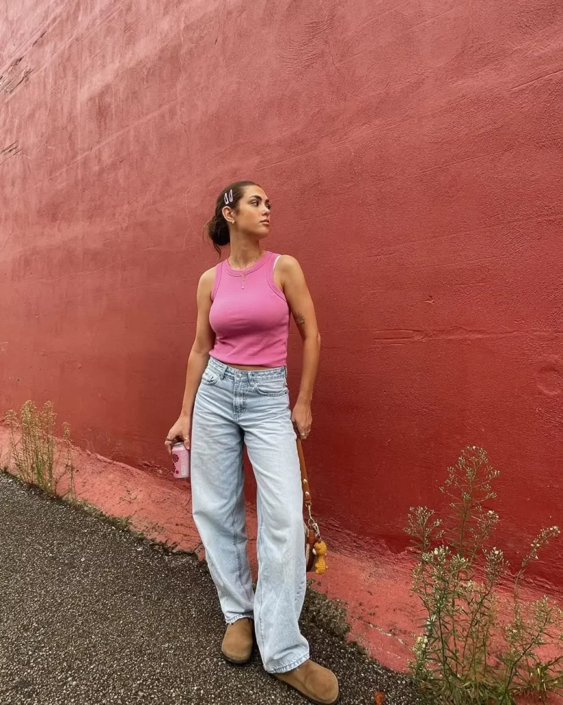 Barrel Leg Jeans and UGG Boots