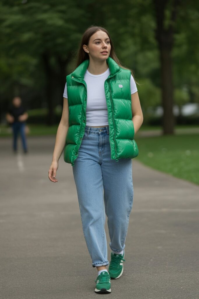  Green Vest + White Tee + Matching Green Sneakers