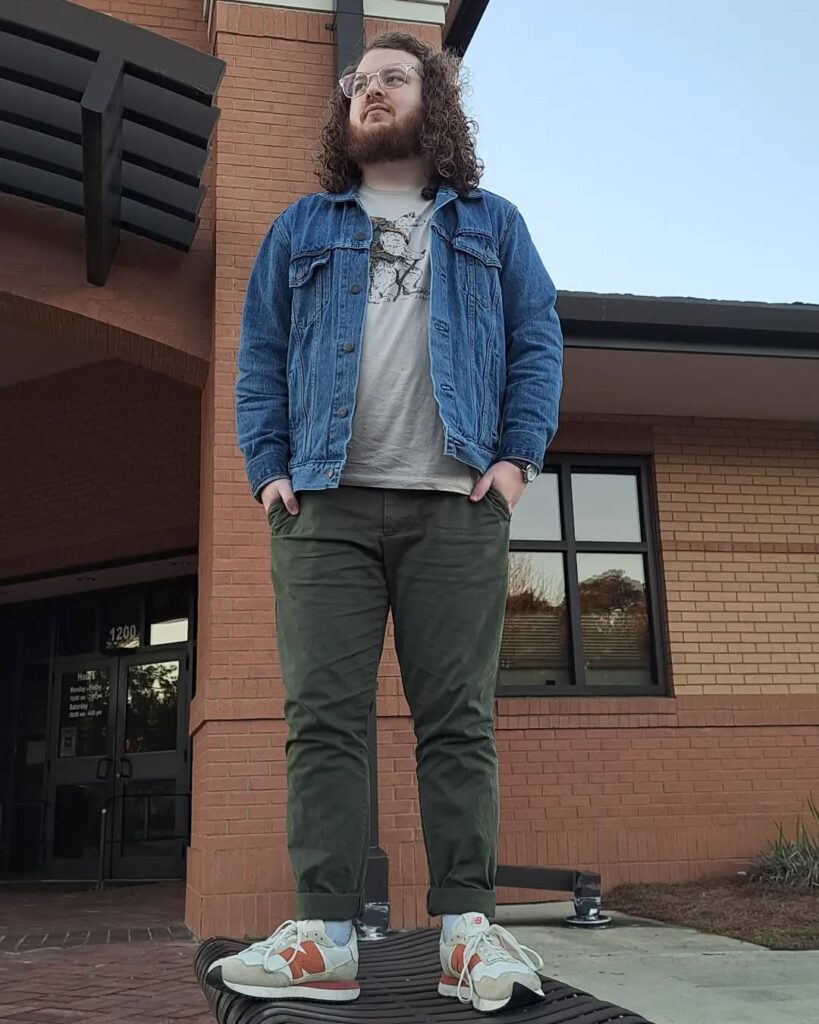Quilted Jacket + Burnt Orange Shirt + Dark