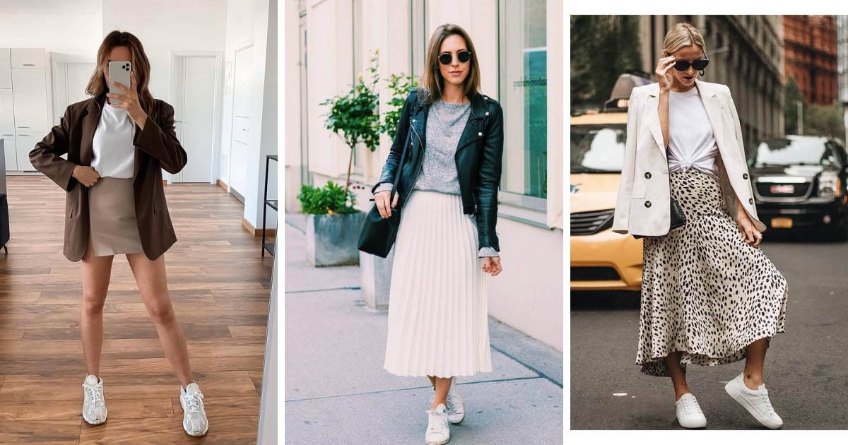 sneaker skirt outfits