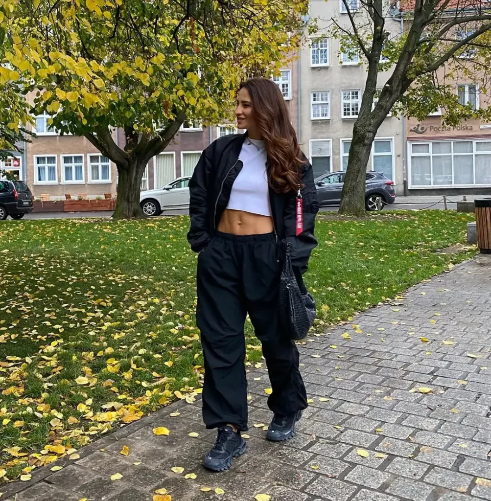 Bomber Jacket + Track Pants + Chunky Sneakers