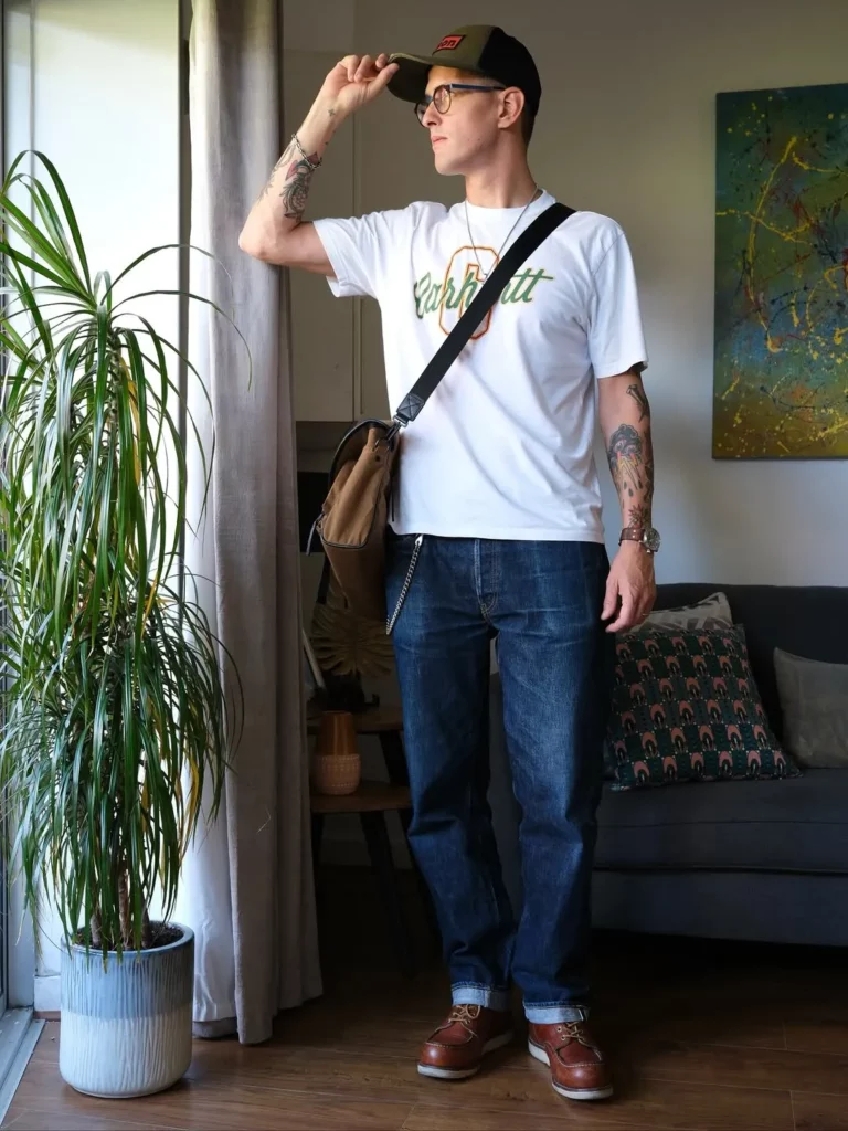 Casual Workwear with Moc Toe Boots