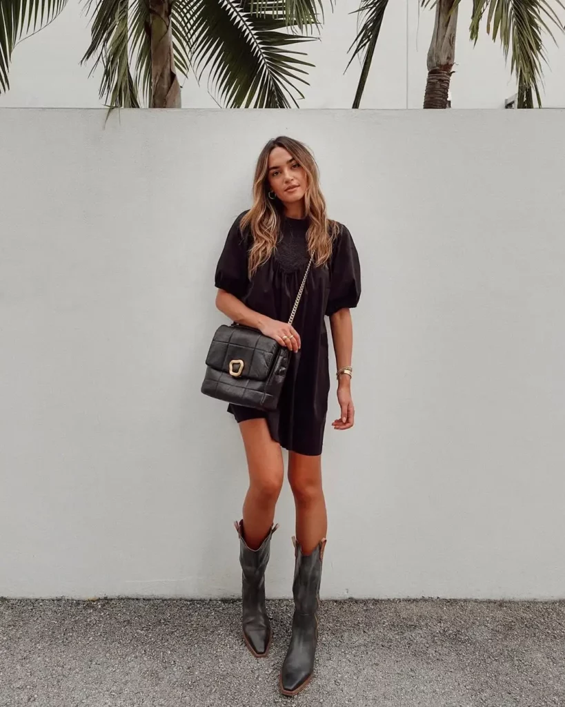 Effortless Black Dress with Western Charm