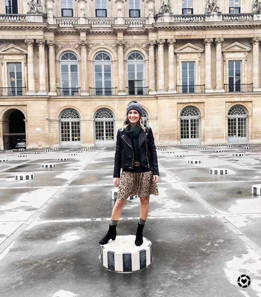 Leopard Print Skirt + Scrunched Socks + Heeled Booties