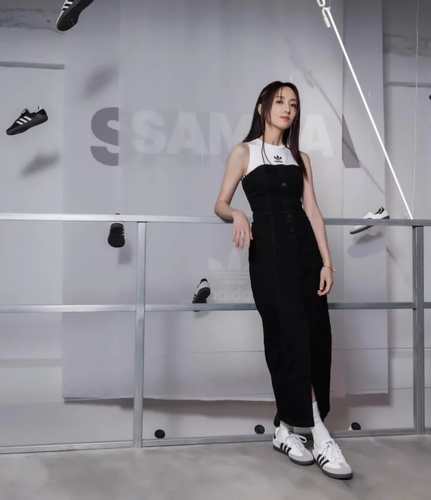 Monochrome Dress Layering + White Sambas