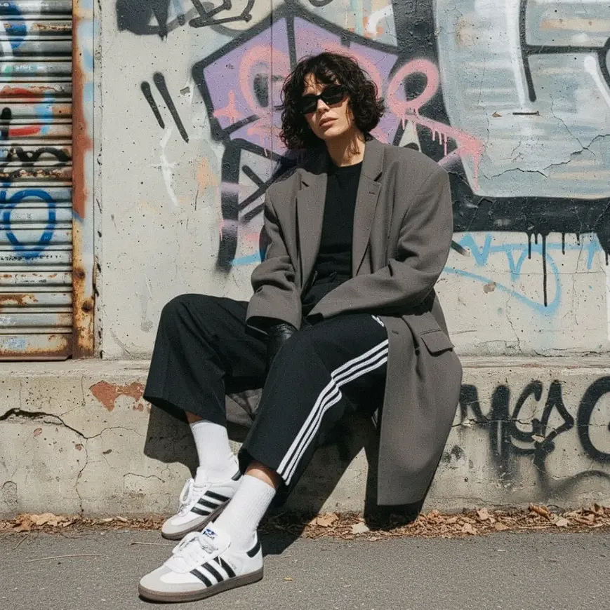 Sporty Street Style + Oversized Blazer + Classic Sambas