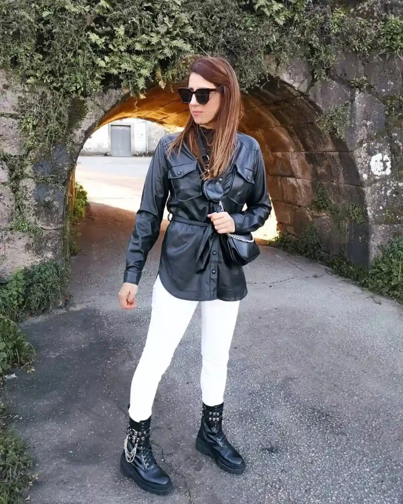 Monochrome Power Look with Combat Boots
