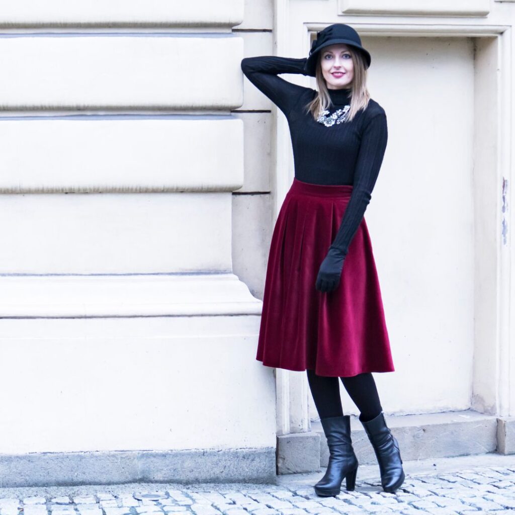 Elegant Winter Grace with Skirt and Boots