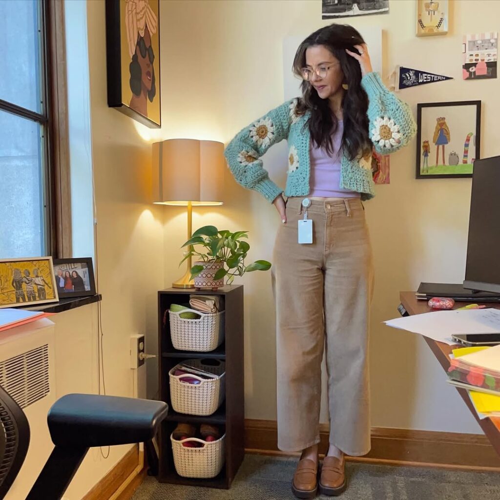 Playful Office Look with Lug Sole Loafers