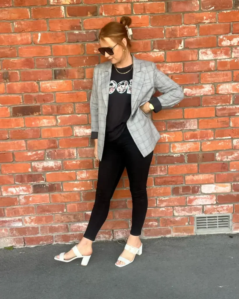 Casual Christmas Cool with White Heels