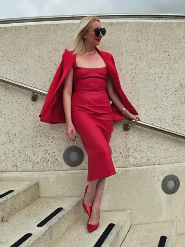 Radiant Holiday Elegance in Red Heels